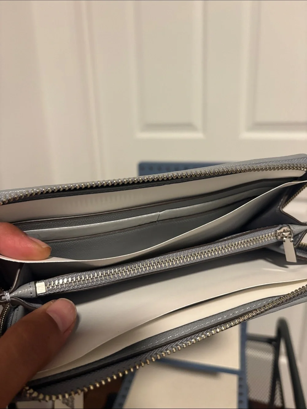 Tory Burch NWT Fleming Soft Grained Zip Continental Wallet In Slate